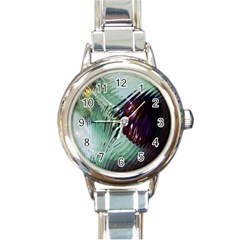 Out Of Time Glass Pearl Flowag Round Italian Charm Watch by Nexatart