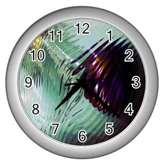 Out Of Time Glass Pearl Flowag Wall Clocks (silver)  by Nexatart