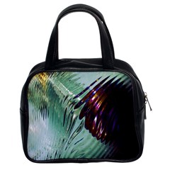 Out Of Time Glass Pearl Flowag Classic Handbags (2 Sides) by Nexatart