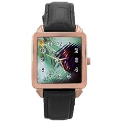 Out Of Time Glass Pearl Flowag Rose Gold Leather Watch  by Nexatart