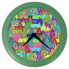 Neighborhood In Color Color Wall Clocks by Nexatart