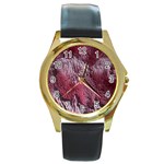 Texture Background Round Gold Metal Watch Front