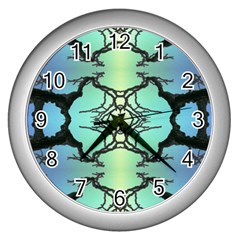 Branches With Diffuse Colour Background Wall Clocks (silver)  by Nexatart