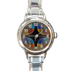 Black Cross With Color Map Fractal Image Of Black Cross With Color Map Round Italian Charm Watch by Nexatart