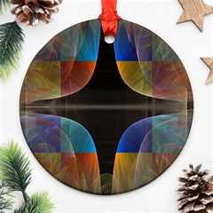 Black Cross With Color Map Fractal Image Of Black Cross With Color Map Ornament (round) by Nexatart