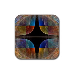 Black Cross With Color Map Fractal Image Of Black Cross With Color Map Rubber Coaster (square)  by Nexatart