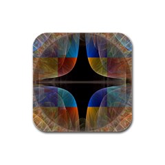 Black Cross With Color Map Fractal Image Of Black Cross With Color Map Rubber Square Coaster (4 Pack)  by Nexatart