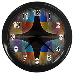 Black Cross With Color Map Fractal Image Of Black Cross With Color Map Wall Clocks (black) by Nexatart