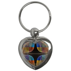 Black Cross With Color Map Fractal Image Of Black Cross With Color Map Key Chains (heart)  by Nexatart