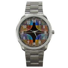 Black Cross With Color Map Fractal Image Of Black Cross With Color Map Sport Metal Watch by Nexatart