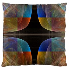 Black Cross With Color Map Fractal Image Of Black Cross With Color Map Large Cushion Case (one Side) by Nexatart