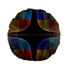 Black Cross With Color Map Fractal Image Of Black Cross With Color Map Standard 15  Premium Round Cushions by Nexatart