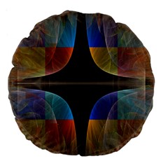 Black Cross With Color Map Fractal Image Of Black Cross With Color Map Large 18  Premium Flano Round Cushions by Nexatart