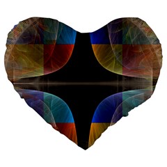 Black Cross With Color Map Fractal Image Of Black Cross With Color Map Large 19  Premium Flano Heart Shape Cushions