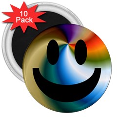 Simple Smiley In Color 3  Magnets (10 Pack)  by Nexatart