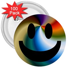 Simple Smiley In Color 3  Buttons (100 Pack)  by Nexatart