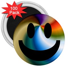 Simple Smiley In Color 3  Magnets (100 Pack) by Nexatart