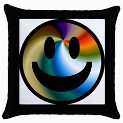 Simple Smiley In Color Throw Pillow Case (black) by Nexatart