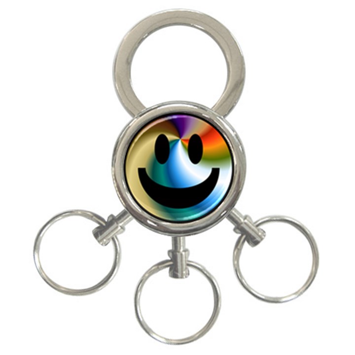 Simple Smiley In Color 3-Ring Key Chains