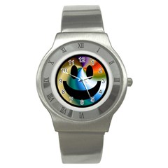 Simple Smiley In Color Stainless Steel Watch by Nexatart