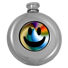 Simple Smiley In Color Round Hip Flask (5 Oz) by Nexatart