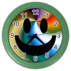 Simple Smiley In Color Color Wall Clocks by Nexatart