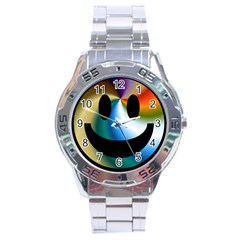 Simple Smiley In Color Stainless Steel Analogue Watch by Nexatart