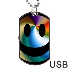 Simple Smiley In Color Dog Tag Usb Flash (one Side) by Nexatart