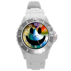 Simple Smiley In Color Round Plastic Sport Watch (l) by Nexatart