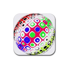 Color Ball Sphere With Color Dots Rubber Coaster (square)  by Nexatart