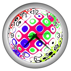 Color Ball Sphere With Color Dots Wall Clocks (silver)  by Nexatart