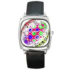 Color Ball Sphere With Color Dots Square Metal Watch by Nexatart