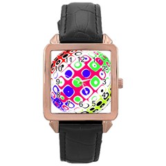 Color Ball Sphere With Color Dots Rose Gold Leather Watch  by Nexatart