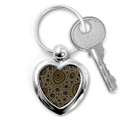 White Vintage Frame With Sepia Targets Key Chains (heart)  by Nexatart