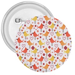 Happy Birds Seamless Pattern Animal Birds Pattern 3  Buttons by Nexatart