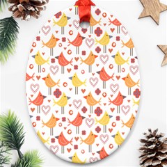 Happy Birds Seamless Pattern Animal Birds Pattern Ornament (oval) by Nexatart