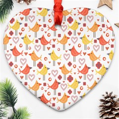 Happy Birds Seamless Pattern Animal Birds Pattern Ornament (heart) by Nexatart