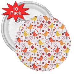 Happy Birds Seamless Pattern Animal Birds Pattern 3  Buttons (10 Pack)  by Nexatart