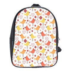 Happy Birds Seamless Pattern Animal Birds Pattern School Bags(large)  by Nexatart