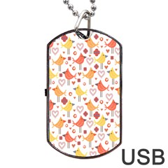 Happy Birds Seamless Pattern Animal Birds Pattern Dog Tag Usb Flash (one Side) by Nexatart