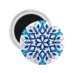 Blue Snowflake On Black Background 2 25  Magnets by Nexatart