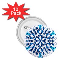 Blue Snowflake On Black Background 1 75  Buttons (10 Pack) by Nexatart