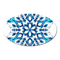 Blue Snowflake On Black Background Oval Magnet by Nexatart