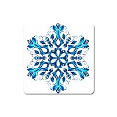 Blue Snowflake On Black Background Square Magnet by Nexatart