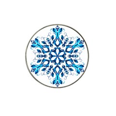 Blue Snowflake On Black Background Hat Clip Ball Marker (4 Pack) by Nexatart