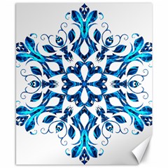 Blue Snowflake On Black Background Canvas 8  X 10  by Nexatart