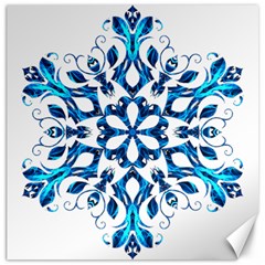 Blue Snowflake On Black Background Canvas 12  X 12   by Nexatart