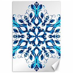 Blue Snowflake On Black Background Canvas 12  X 18   by Nexatart