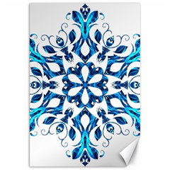 Blue Snowflake On Black Background Canvas 20  X 30   by Nexatart