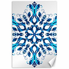 Blue Snowflake On Black Background Canvas 24  X 36  by Nexatart